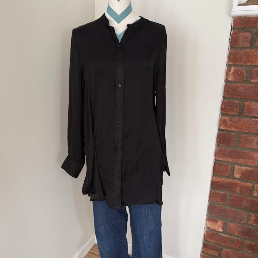 Rachel Zoe Silky Black Tunic Shirt